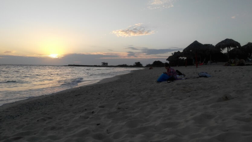 Watching the sunset at Playa de los Cocos, Golful Porcilor, Cuba