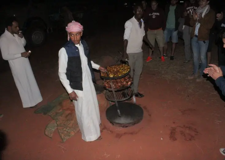 Food cooked in the ground, Wadi Rum, Jordan