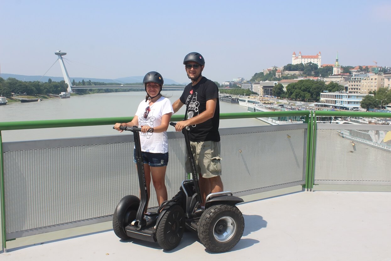 On segway in bratislava on the old bridge