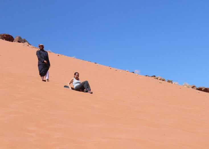 When your sandboard moves let you down, Wadi Rum, Jordan When your sandboard moves let you down, Wadi Rum, Jordan